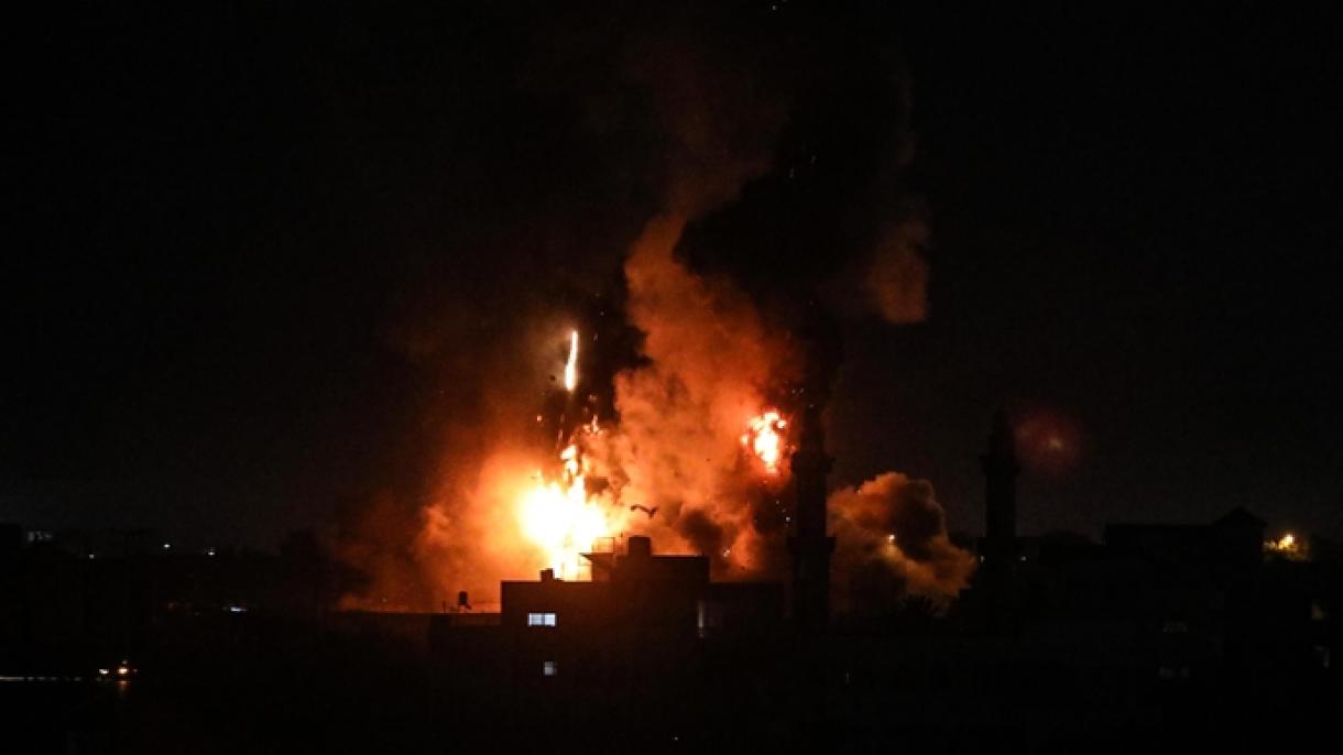 اسرائیل اردوسی اشغال آستیده گی غزه گه هوا هجومی اویوشتیردی