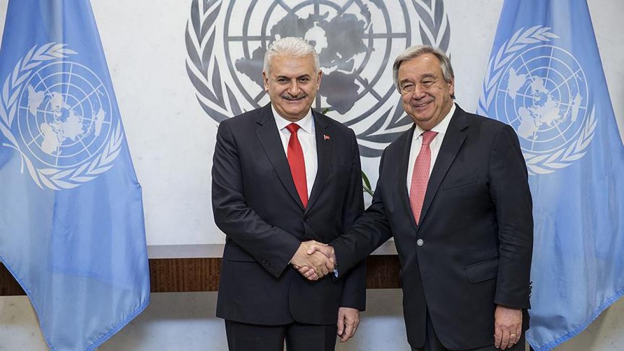 نخست وزیر ترکیه با دبیر کل سازمان ملل در نیویورک دیدار کرد