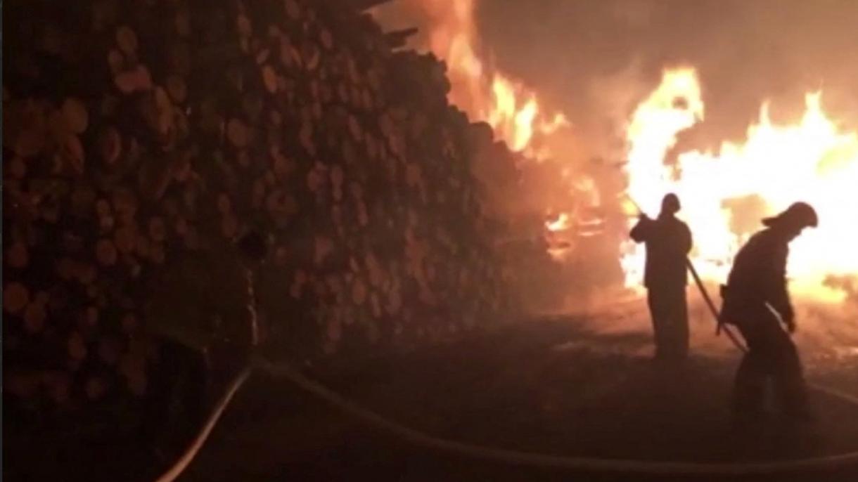 وقوع آتش‌سوزی در روستایی در روسیه