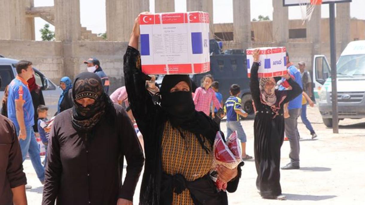 Turqia ndihmon familjet në nevojë në Tel-Abyad të Sirisë për festën e Bajramit të Kurbanit