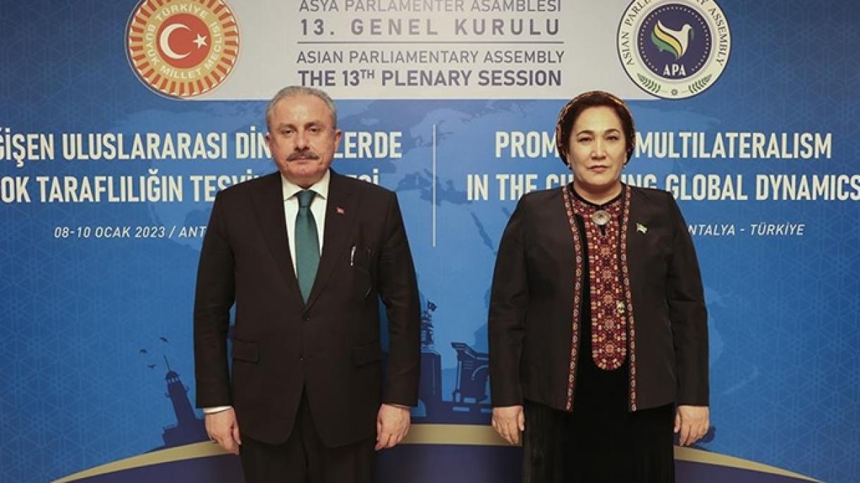 Mustafa Şentop, Türkmenistanyň Milli Geňeşiniň Mejlisiniň Başlygy Gülşat Mämmedowa Bilen Duşuşdy