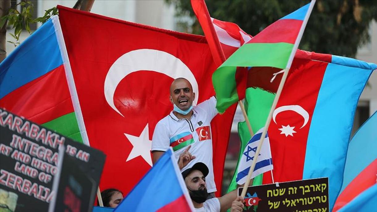 تظاهرات یهودیان آذربایجانی در اسرائیل برای حمایت از آذربایجان