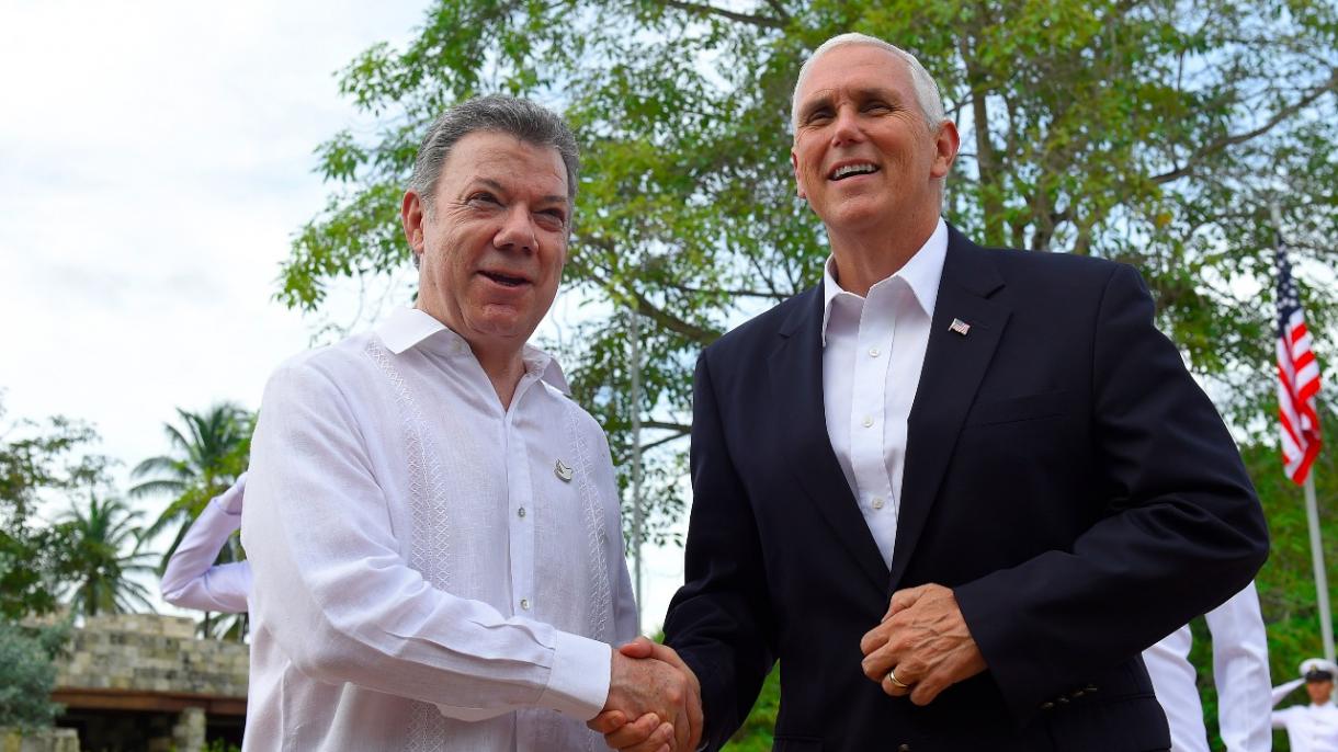 مایک پنس معاون رئيس جمهور آمریکا به کلمبیا سفر کرد