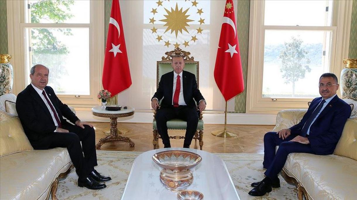 اردوغان، نخست وزیر جمهوری تورک قبرس شمالی را به حضور پذیرفت