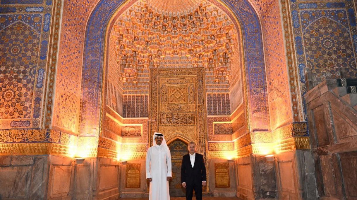 Katar Özbekistan Mirziyayev Şeyh Tamim Semerkant.jpg