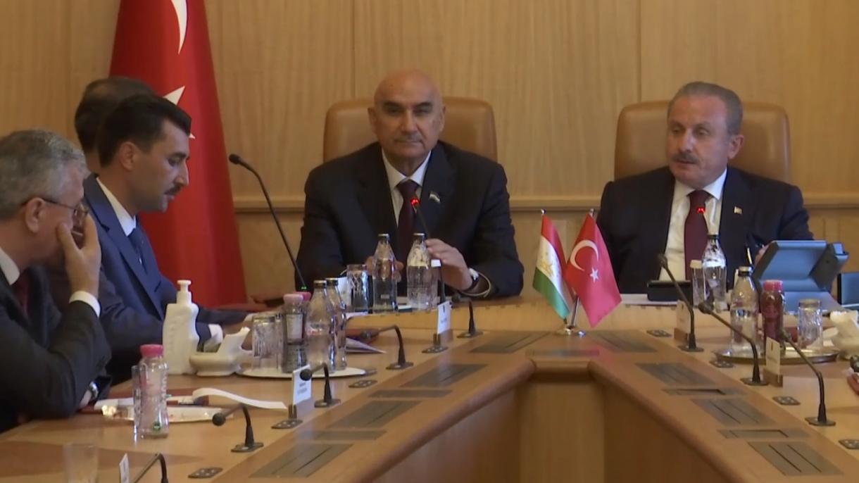 Mustafa Şentop Tacikistan Nümayənələr Palatasının sədri ilə görüşüb