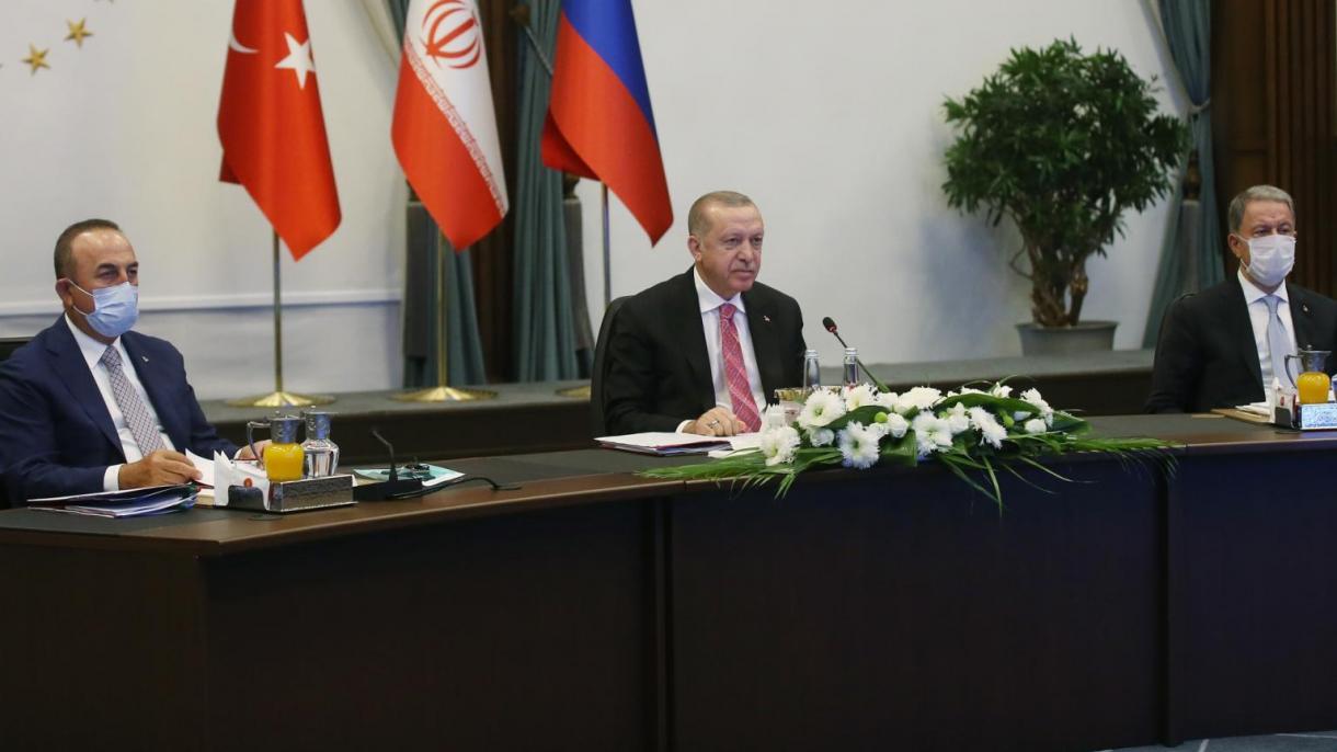 نشست سه جانبه ویدیو کنفرانسی سران ترکیه، روسیه و ایران در مورد مسئله سوریه