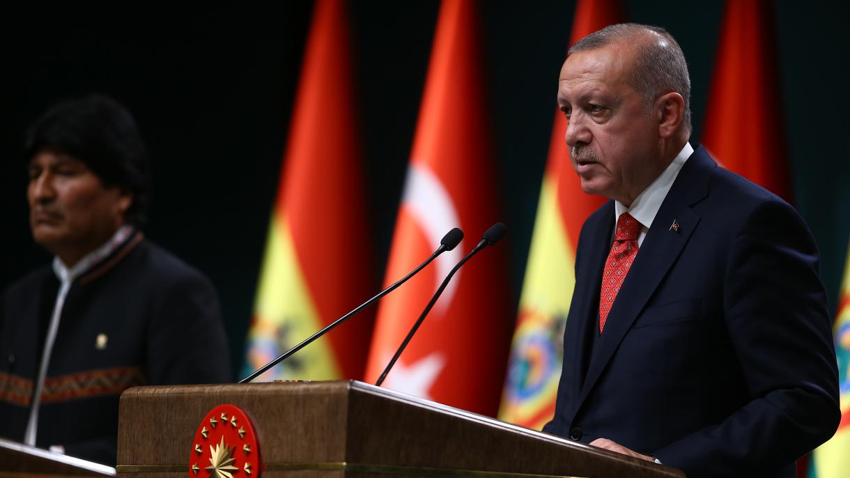 Erdoğan elnök köszönetet mondott Bolíviának a palesztin ügy számára nyújtott támogatásért