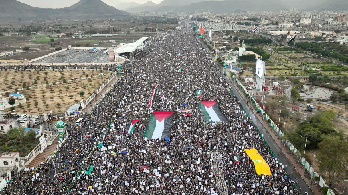 حمایت از فلسطین طی تجمعی از سوی مردم یمن
