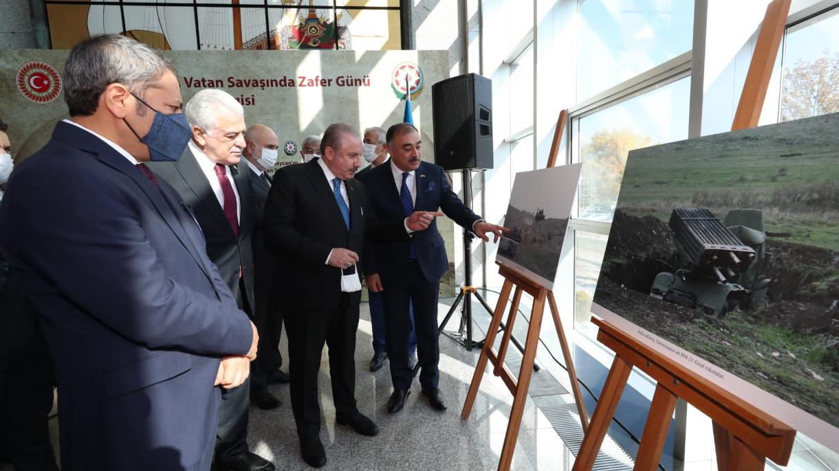 رئيس مجلس ترکیه از نمایشگاه عکس روز پیروزی آذربایجان بازدید کرد
