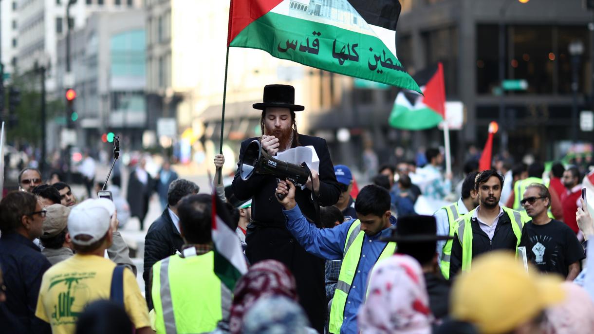 Protestan a Israel en Chicago