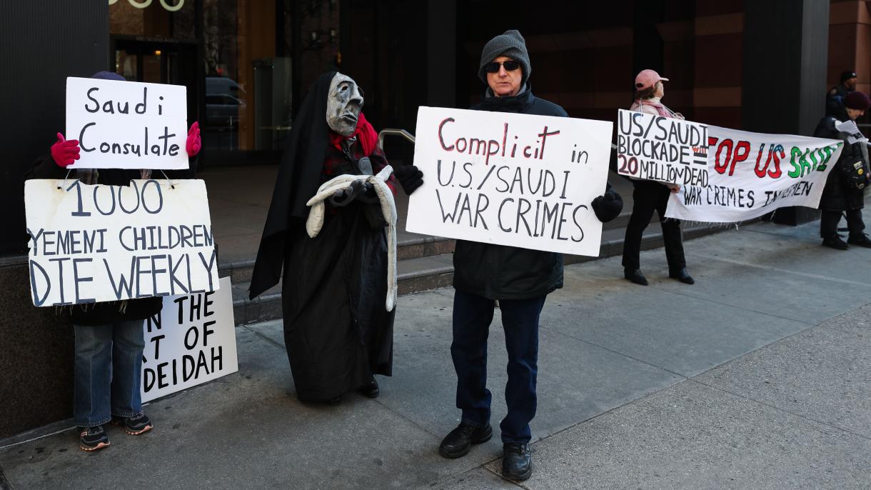 Протест срещу Саудитска Арабия в Ню Йорк...