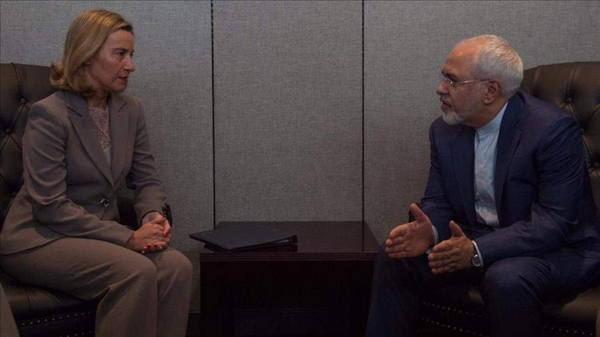 دیدار ظریف با فدریکا موگرینی، مسئول سیاست خارجی اتحادیه اروپا در ازبکستان