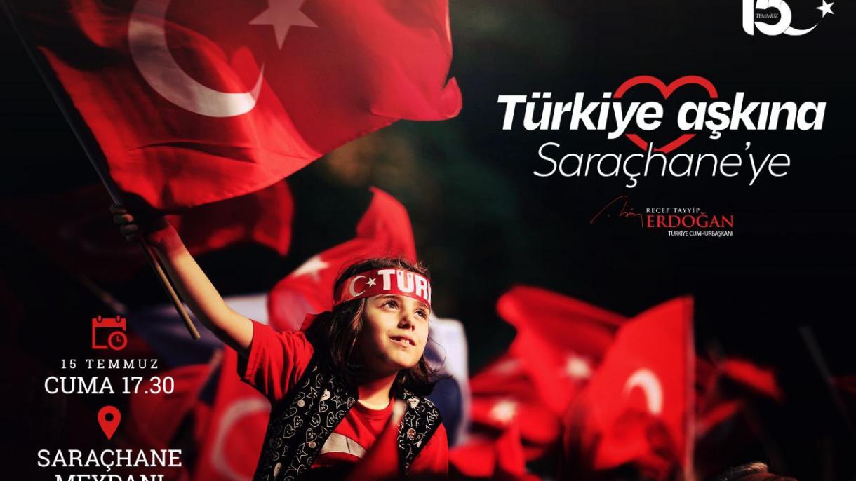 Ердоган призова гражданите на митинга на площад Сарачхане...