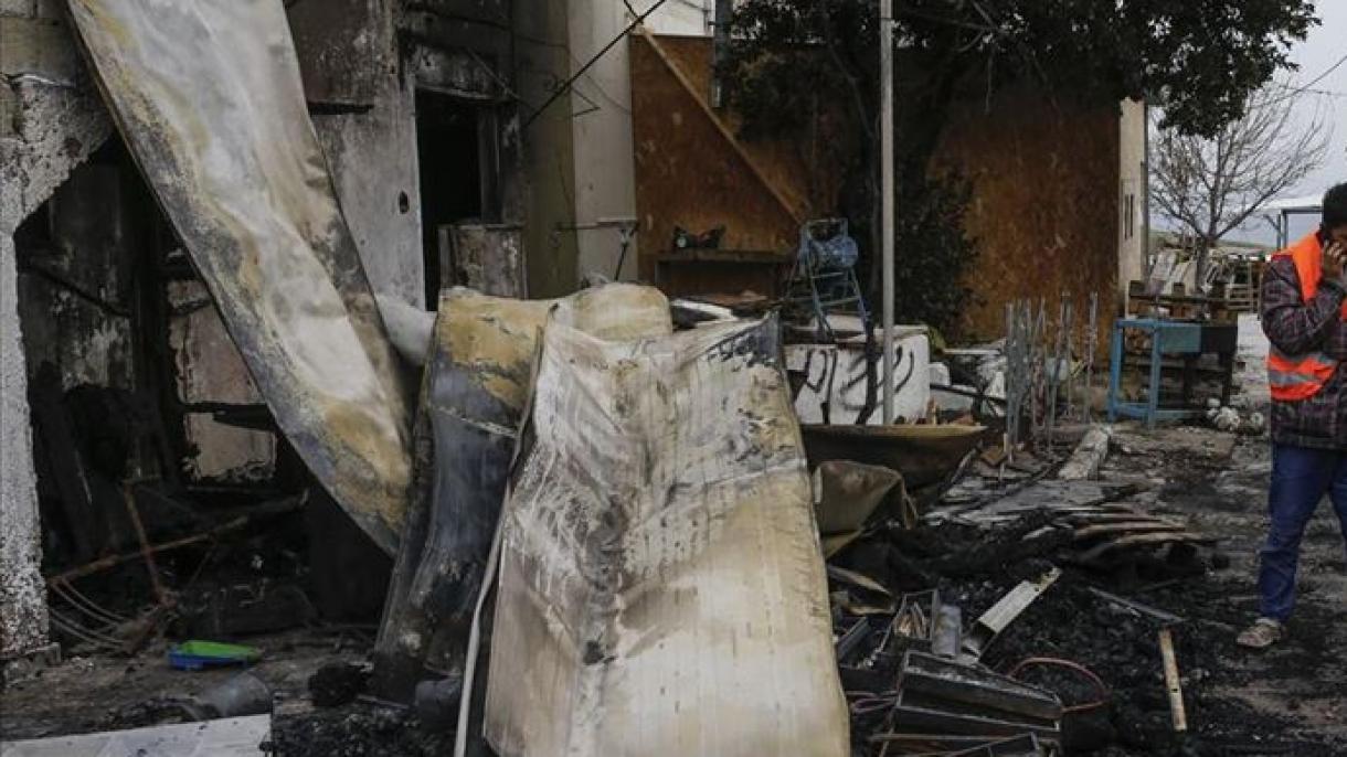 آتش سوزی در مدرسه متعلق به پناهنده گان در جزیره میدیلی یونان