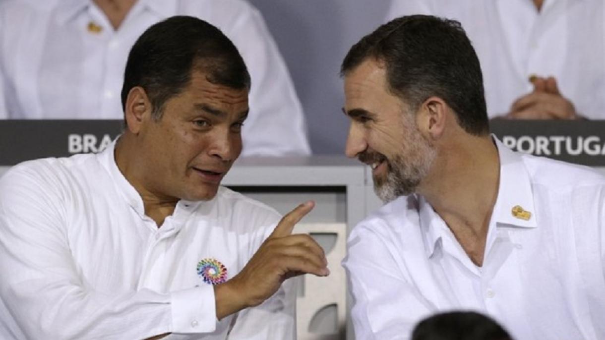 Dialogan Rafael Correa y Felipe VI en su despedida de España como presidente