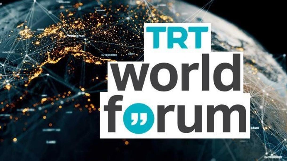 O presidente Recep Tayyip Erdogan está no TRT World Forum 2020