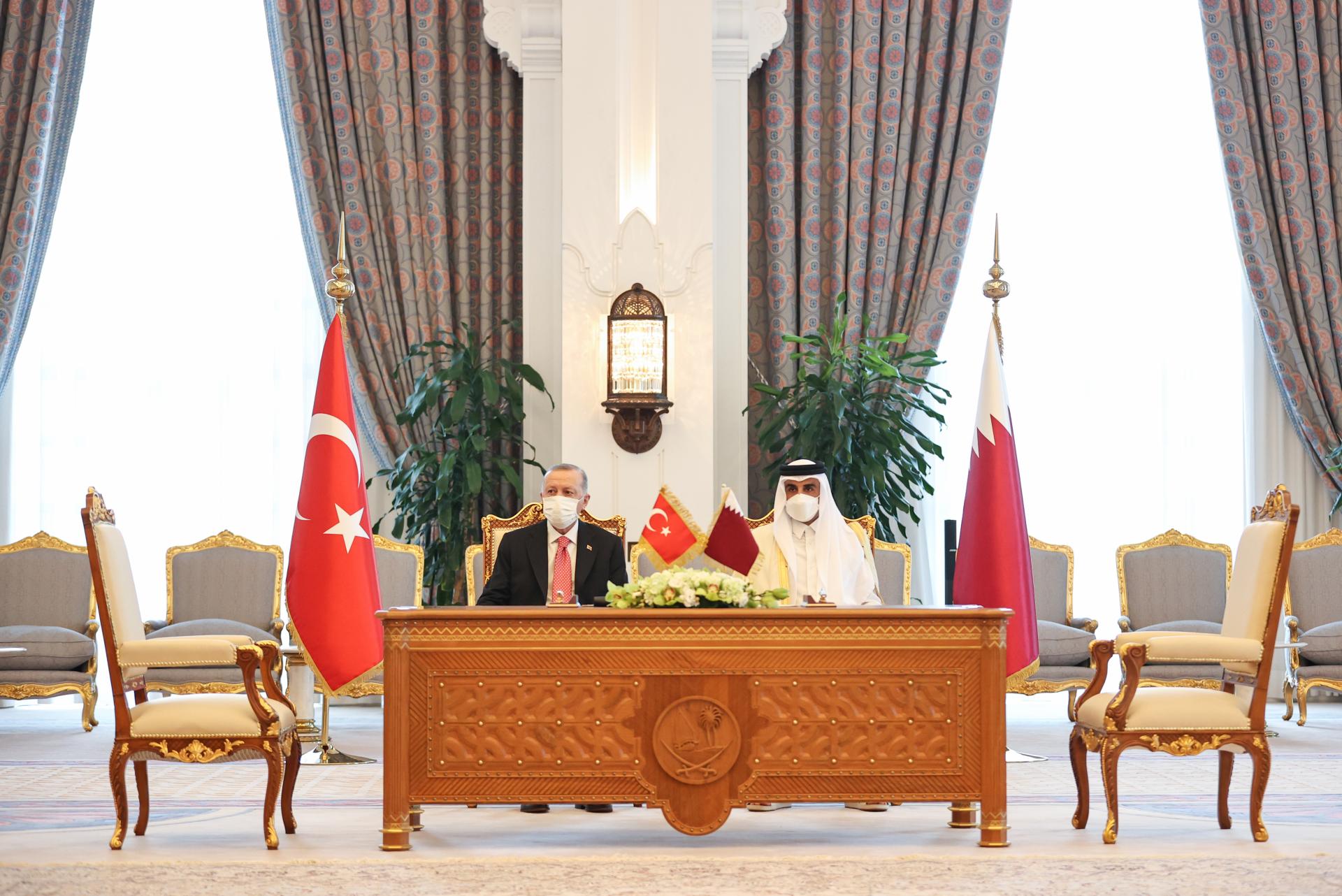 امضای 15 توافقنامه با حضور رجب طیب اردوغان رئیس جمهور ترکیه و شیخ تمیم بن حمد ال ثانی