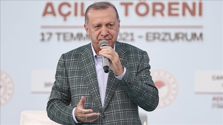 Prezident Erdogan Erzurum welaýatynda köpçülikleýin açylyş dabarasynda çykyş etdi