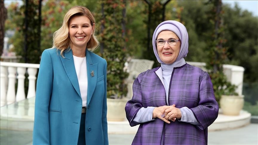 امینه اردوغان و اولنا زلنسکا در کاخ واحدالدین استانبول دیدار کردند