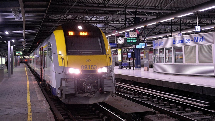 Trabajadores ferroviarios en huelga en Bélgica