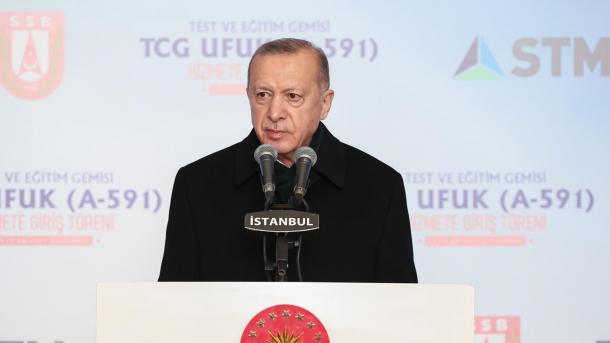 Erdogan mori pjesë në ceremoninë e vënies në shërbim të anijes turke të inteligjencës “TCG Ufuk” | TRT  Shqip