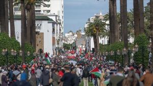 راه‌پیمایی مردم مراکش در اعتراض به حملات بی‌وقفه اسرائیل علیه مردم غزه