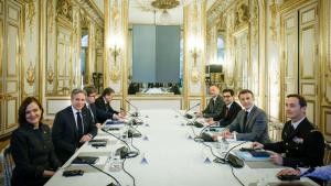 Macron riceve Blinken presso l'ufficio presidenziale nella capitale Parigi