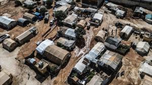 بارش باران در ادلب؛ اردوگاه‌های آوارگان زیرآب ماند
