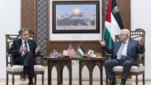 رئیس‌ دولت فلسطین، وزیر خارجه آمریکا را به حضور پذیرفت