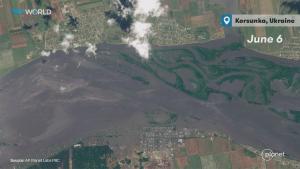 乌克兰卡霍夫卡大坝遭轰炸后地区发生洪灾