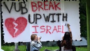تظاهرات اعتراض آمیز علیه اسرائیل از سوی دانشجویان دانشگاه آزاد بروکسل