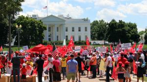 A Fehér Ház előtt is tüntettek a demokráciáért