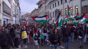 Udine, corteo pro Palestina prima della partita Italia-Israele