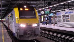 Trabajadores ferroviarios en huelga en Bélgica