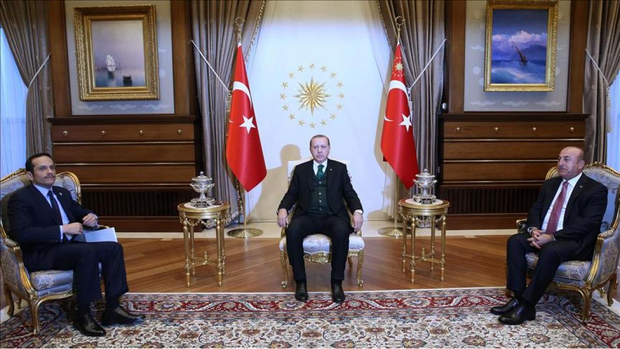دیدار رئیس‌جمهور ترکیه با وزیر خارجه قطر در آنکارا