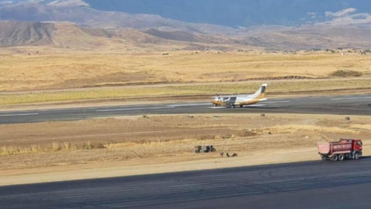 انجام پرواز آزمایشی در فرودگاه جدید در شهر فضولی آذربایجان