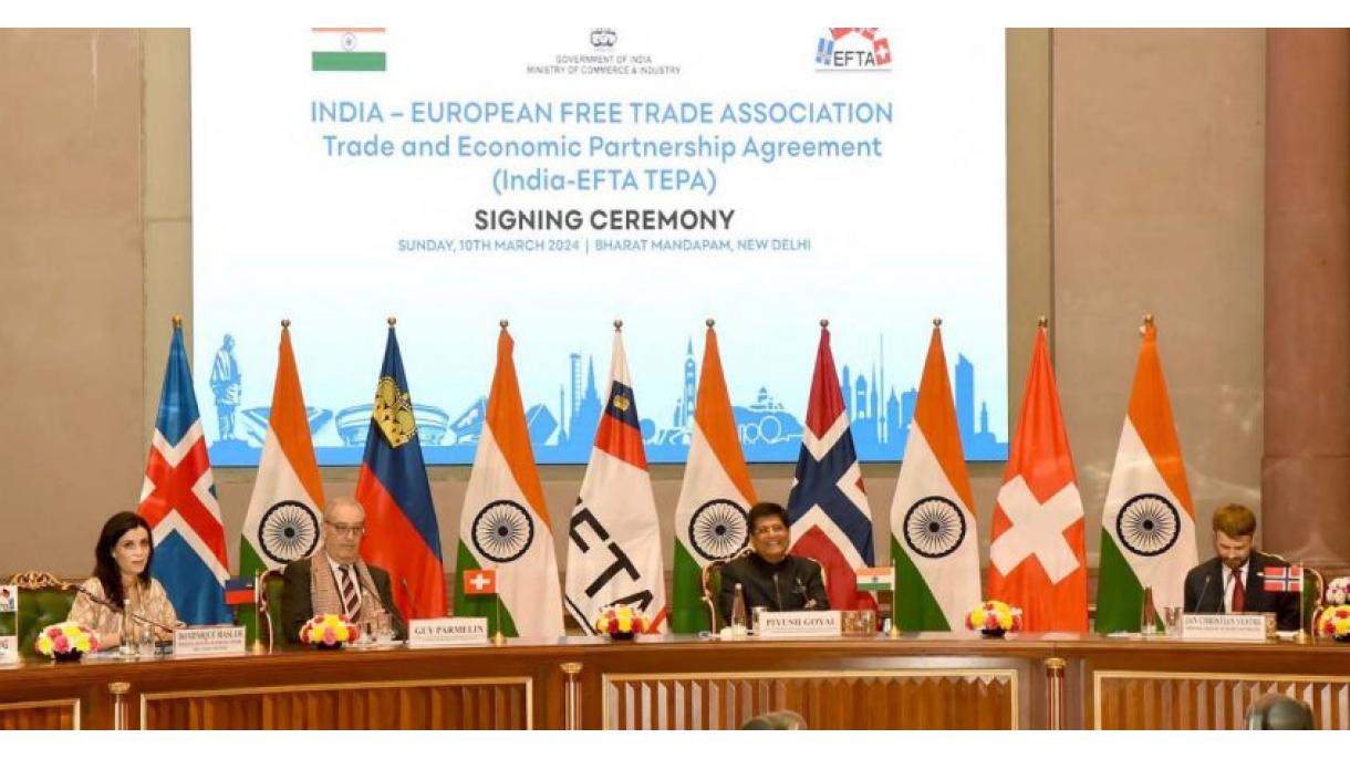 امضای قرارداد تجاری بین هند و اتحادیه تجارت آزاد اروپا