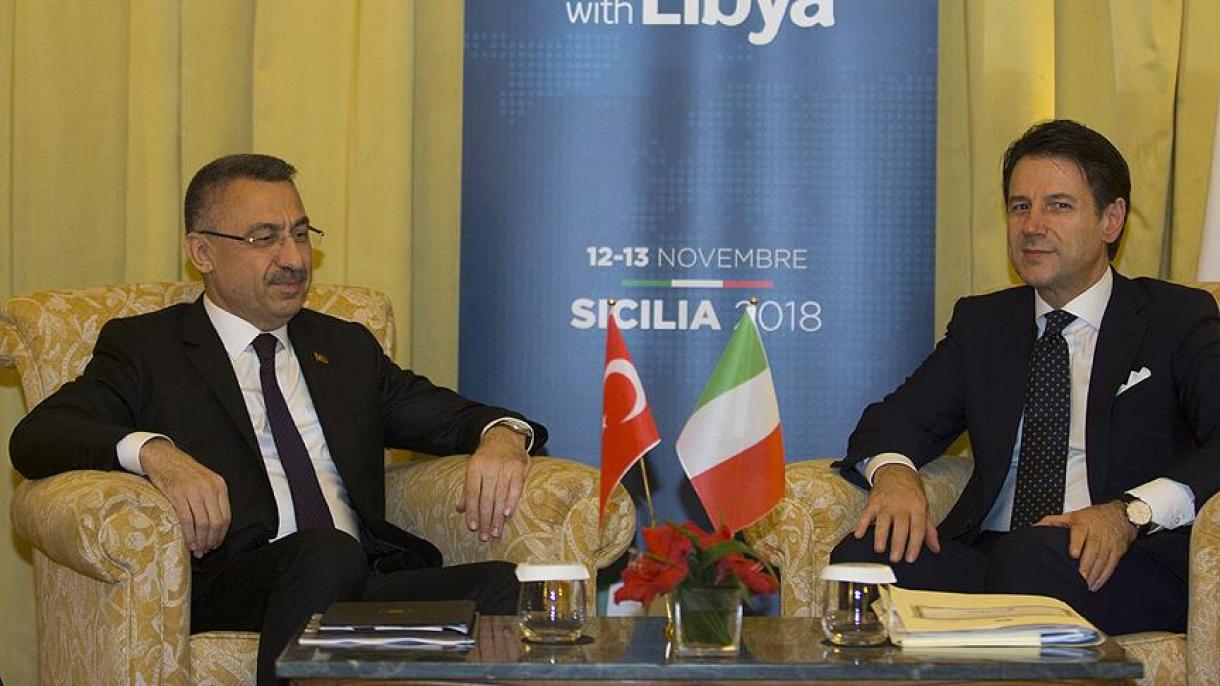 Vicepresidente turco Fuat Oktay se ha reunido con el primer ministro italiano Conte en Palermo