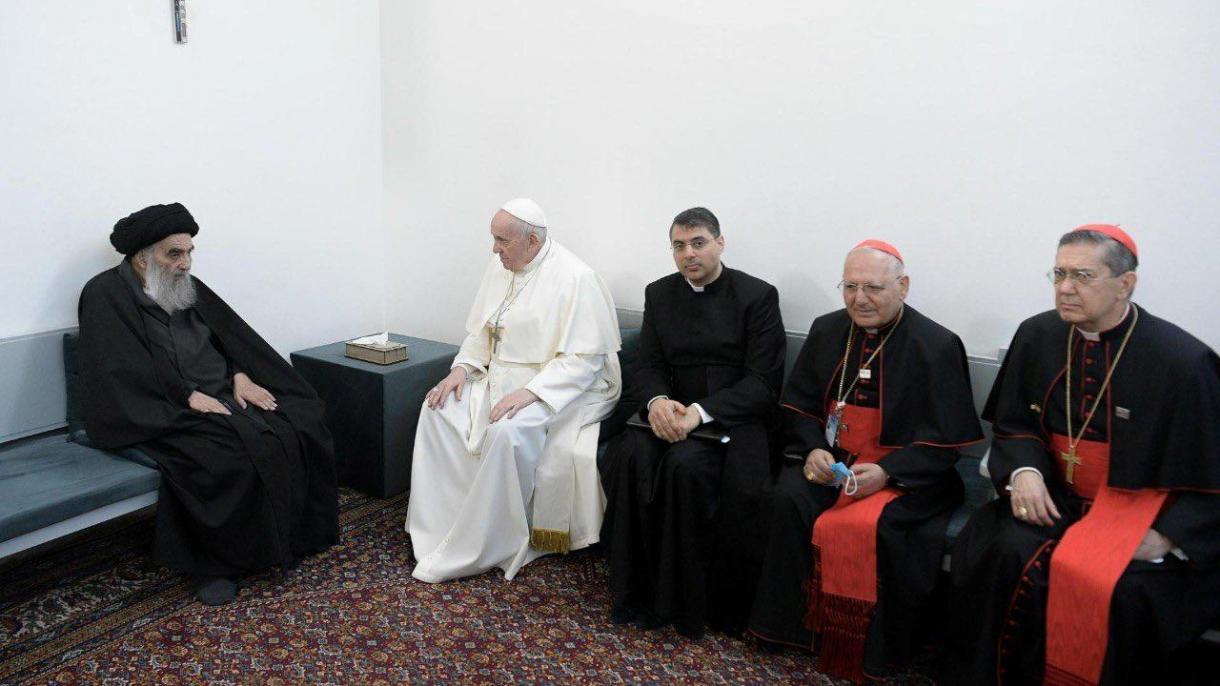 پاپ فرانسیس در نجف با علی سیستانی دیدار کرد