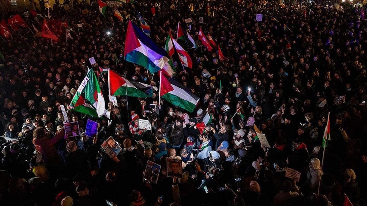 世界多国游行声援巴勒斯坦要求结束以巴冲突