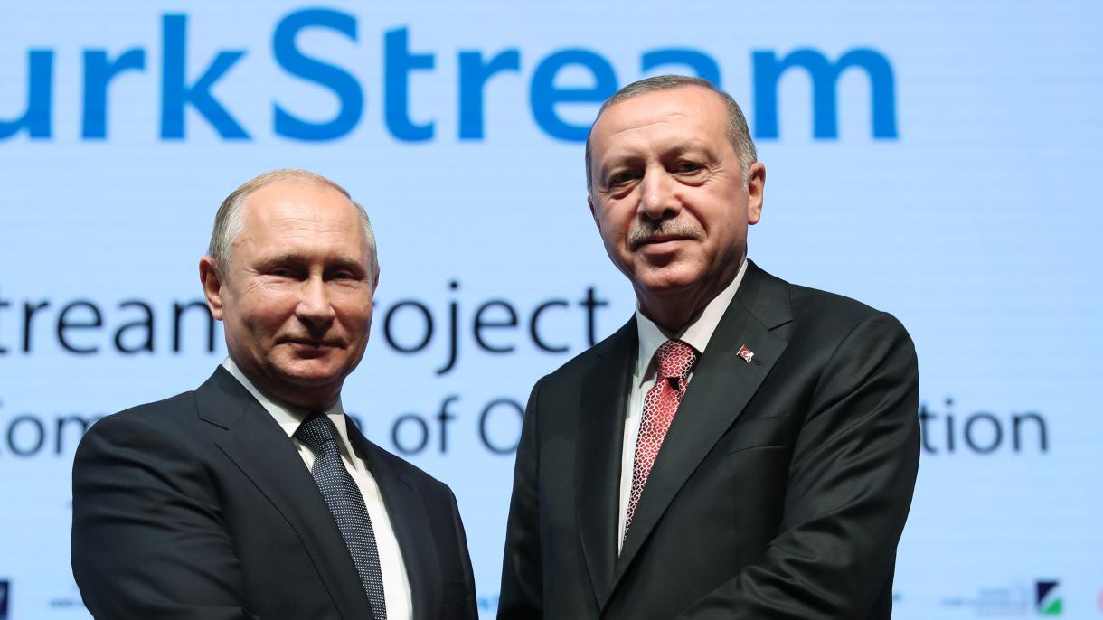 Президент Р. Т. Эрдоган менен Орусиянын президенти В. Путин Түрк Агым долбоорунун аземинде