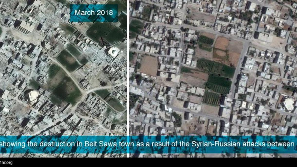 انتشار تصاویر هوایی غوطه شرقی تخریب شده به دست اسد