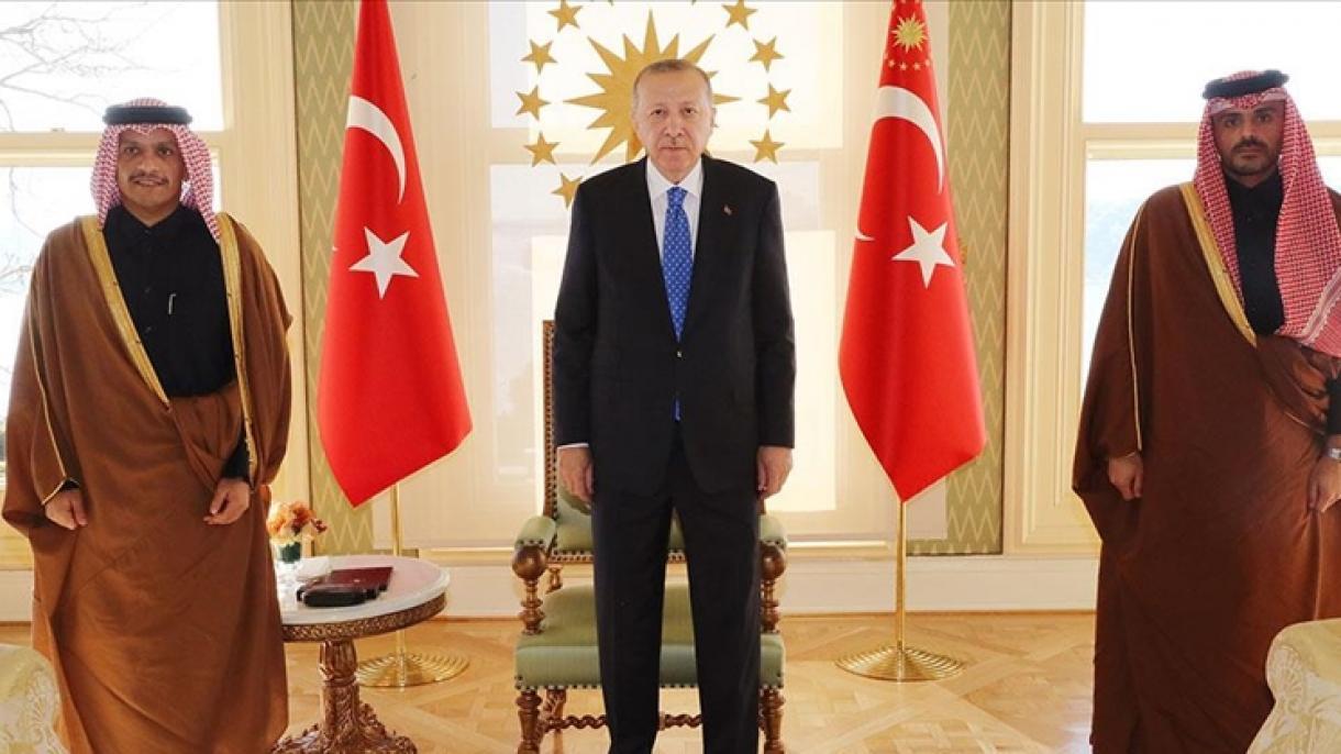 O presidente Erdogan recebeu o ministro das Relações Exteriores do Qatar, Al Thani