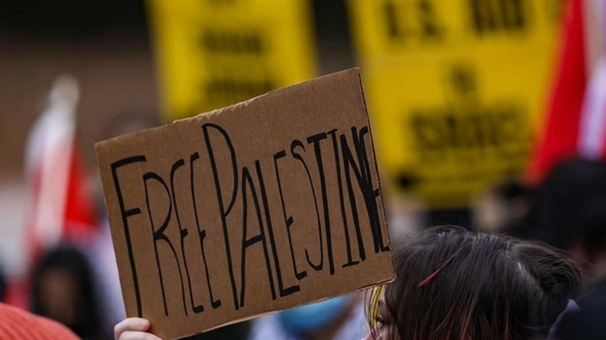 واشنگٹن میں اسرائیلی سفارتخانے کے سامنے فلسطینیوں کا دھرنا