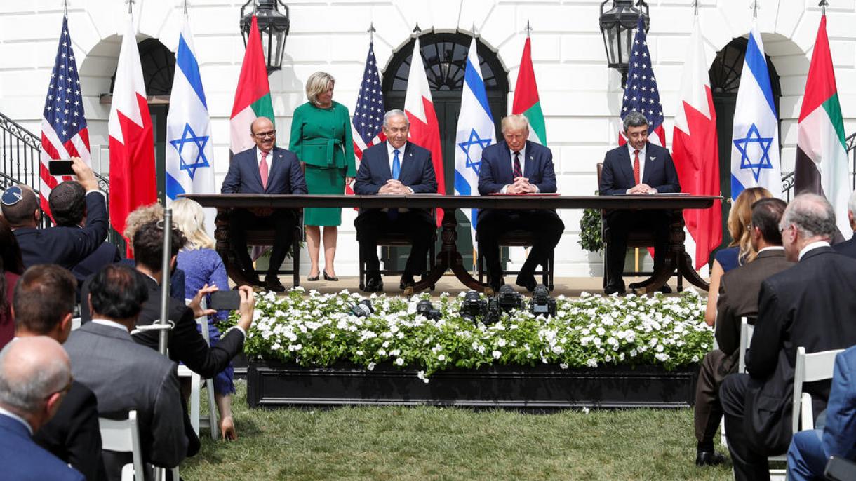امضای توافق‌نامه‌های عادی سازی روابط میان اسراییل و کشورهای امارات و بحرین در کاخ سفید