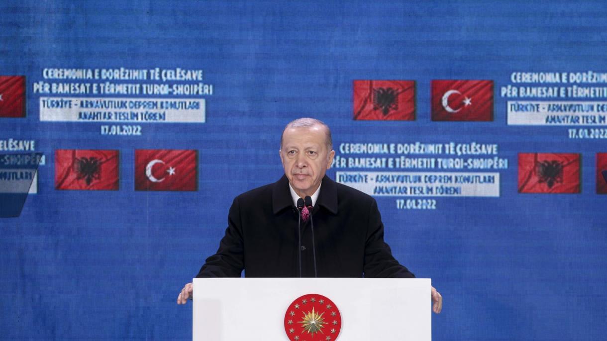 ترکی کے تعمیر کردہ مکانات نے ترکی۔البانیہ دوستی اور بھی مضبوط کر دی ہے: ایردوان