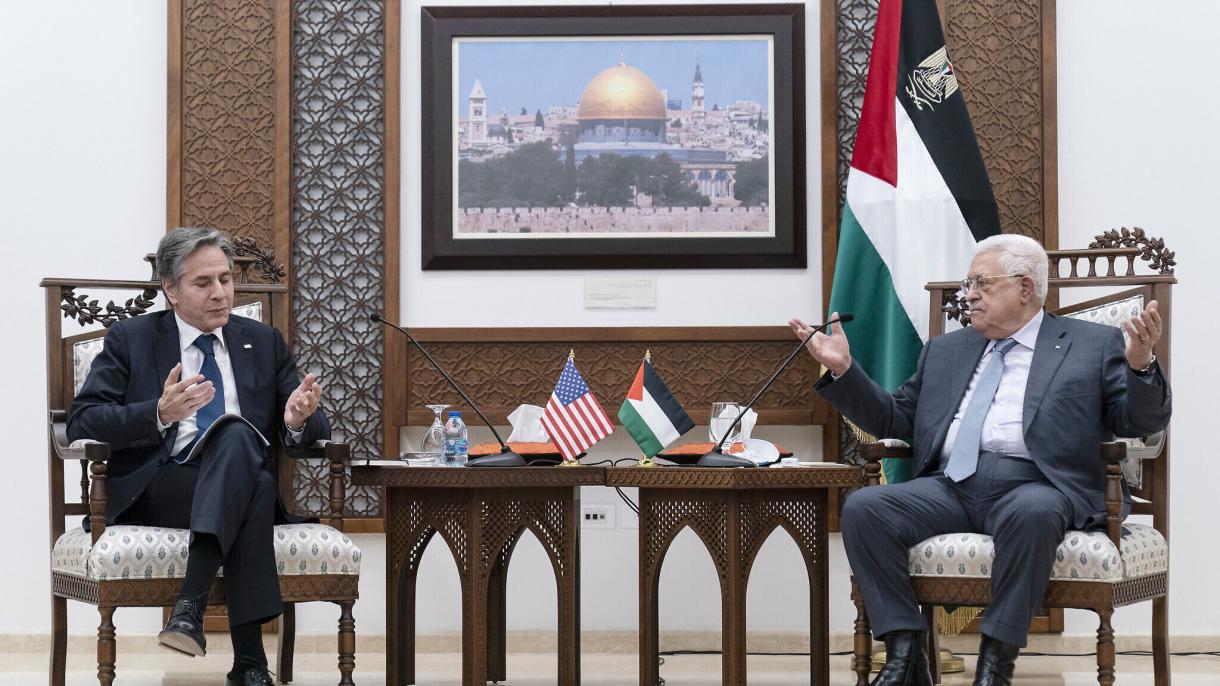 巴勒斯坦总统阿巴斯接见美国国务卿布林肯