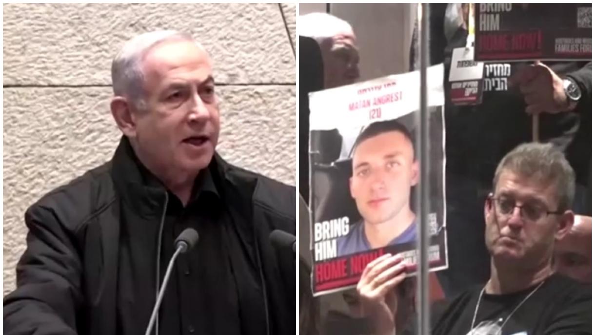 Туткун жакындары Нетаньяхуга каршылык көрсөтүштү