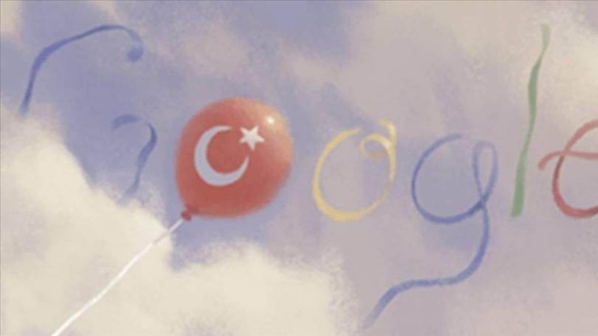 گوگل ۲۳- اپریل ملی حاکمیت و باله لر بیره می مناسبتی بیلن لوگوسی نی اوزگرتدی